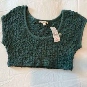 Pacsun Green Textured Cropped Top – Size Medium (New With Tags)